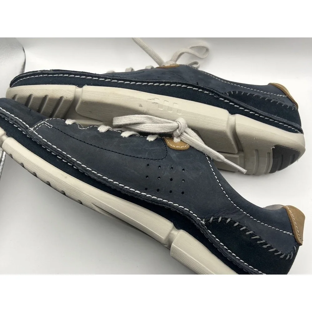 Mens Clarks Casual Blue Lace Up  Shoe Shoes Size 1l.5 Excellent‎ Condition